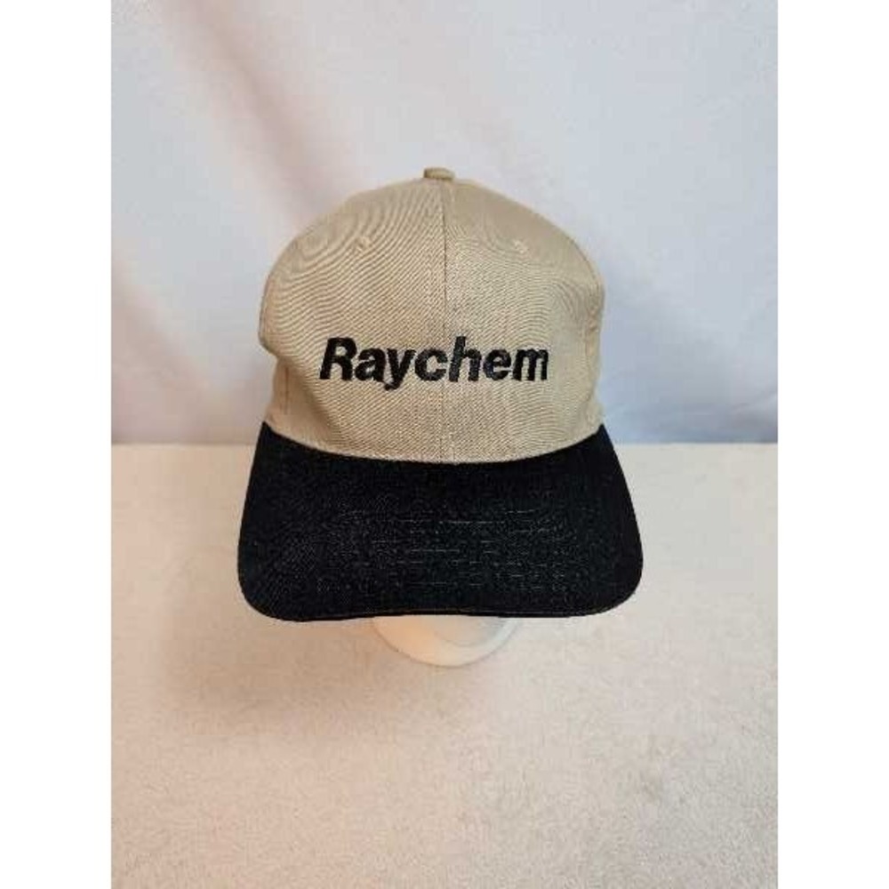 Raychem Embroidered Two Tone Baseball Cap Hat Tan Black Adjustable